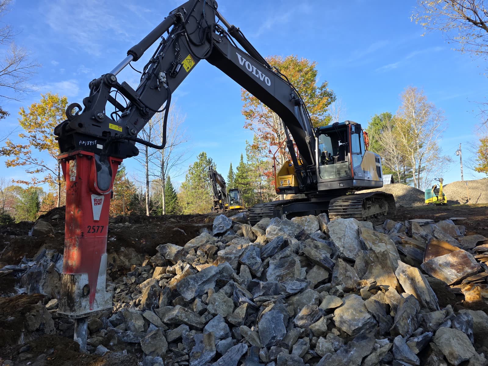 Site excavation ledge removal winter construction phillips maine