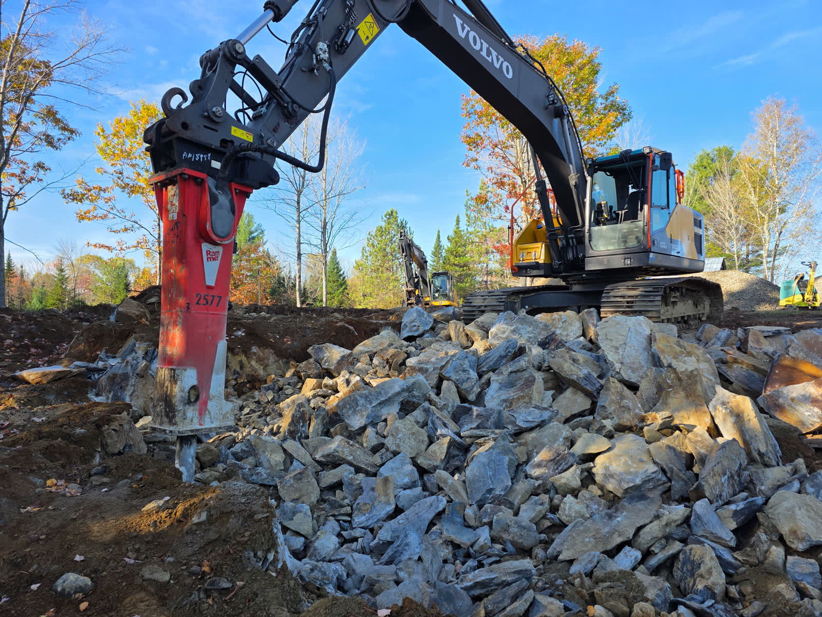 Site excavation ledge removal winter construction phillips maine