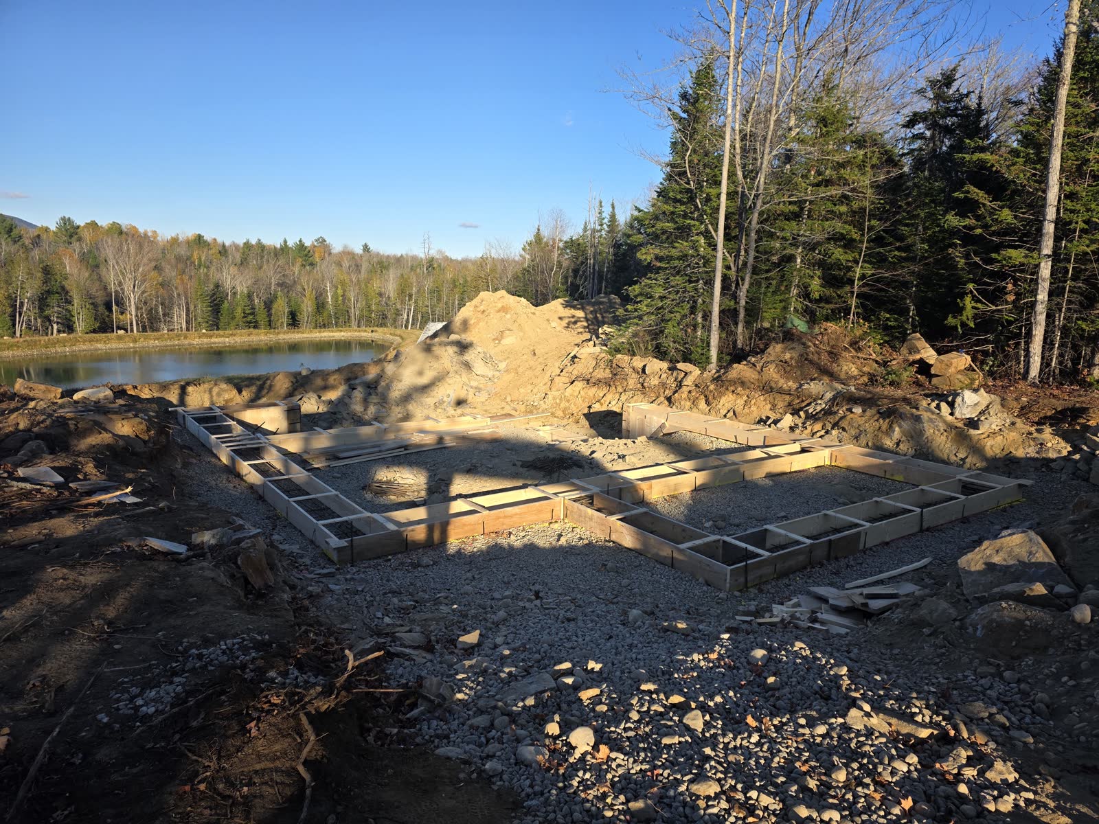 Site excavation grading winter construction phillips maine