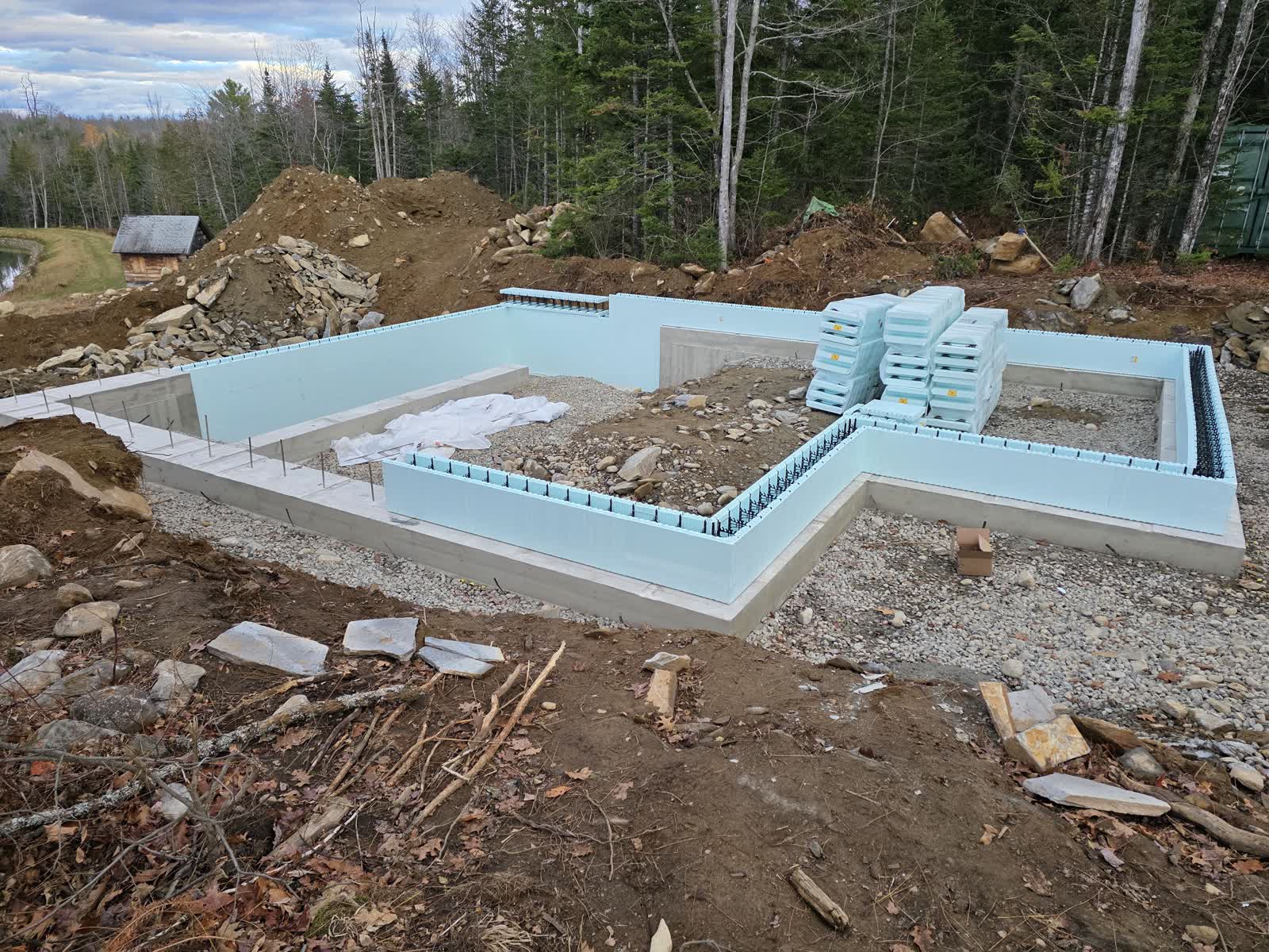 Insulated foundation walls winter construction phillips maine