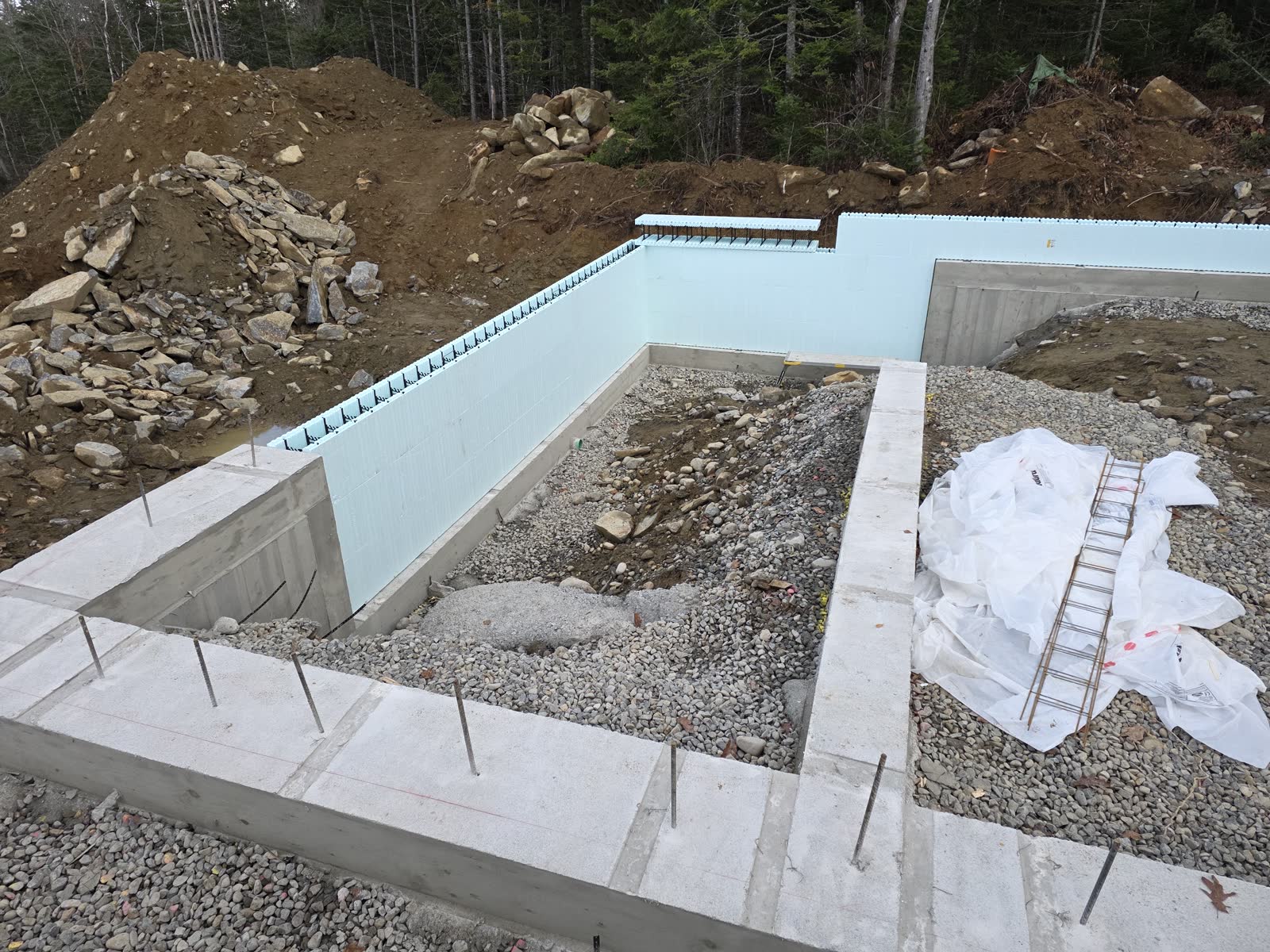 Insulated foundation walls winter construction phillips maine
