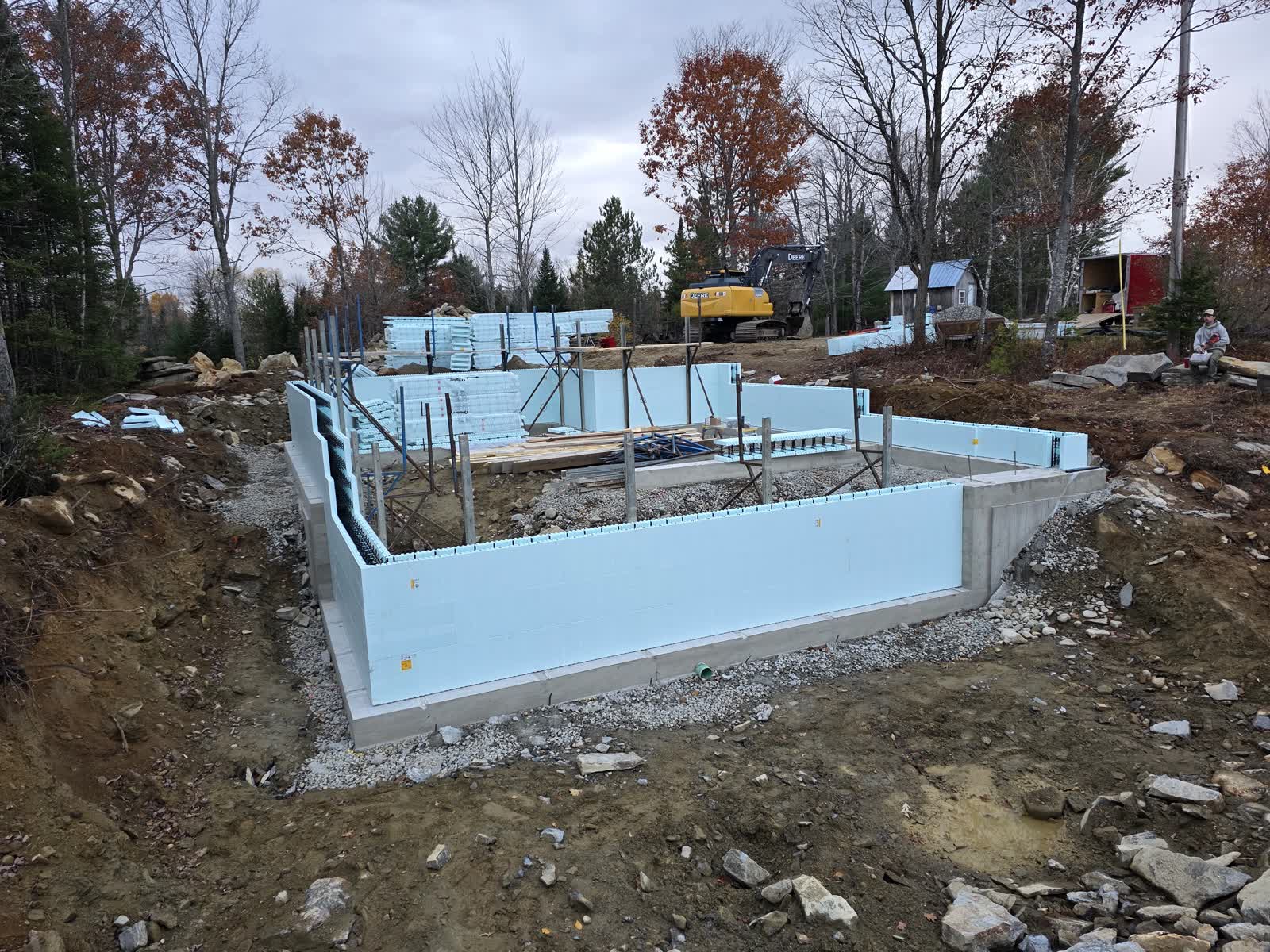 Foundation walls backfill winter construction phillips maine