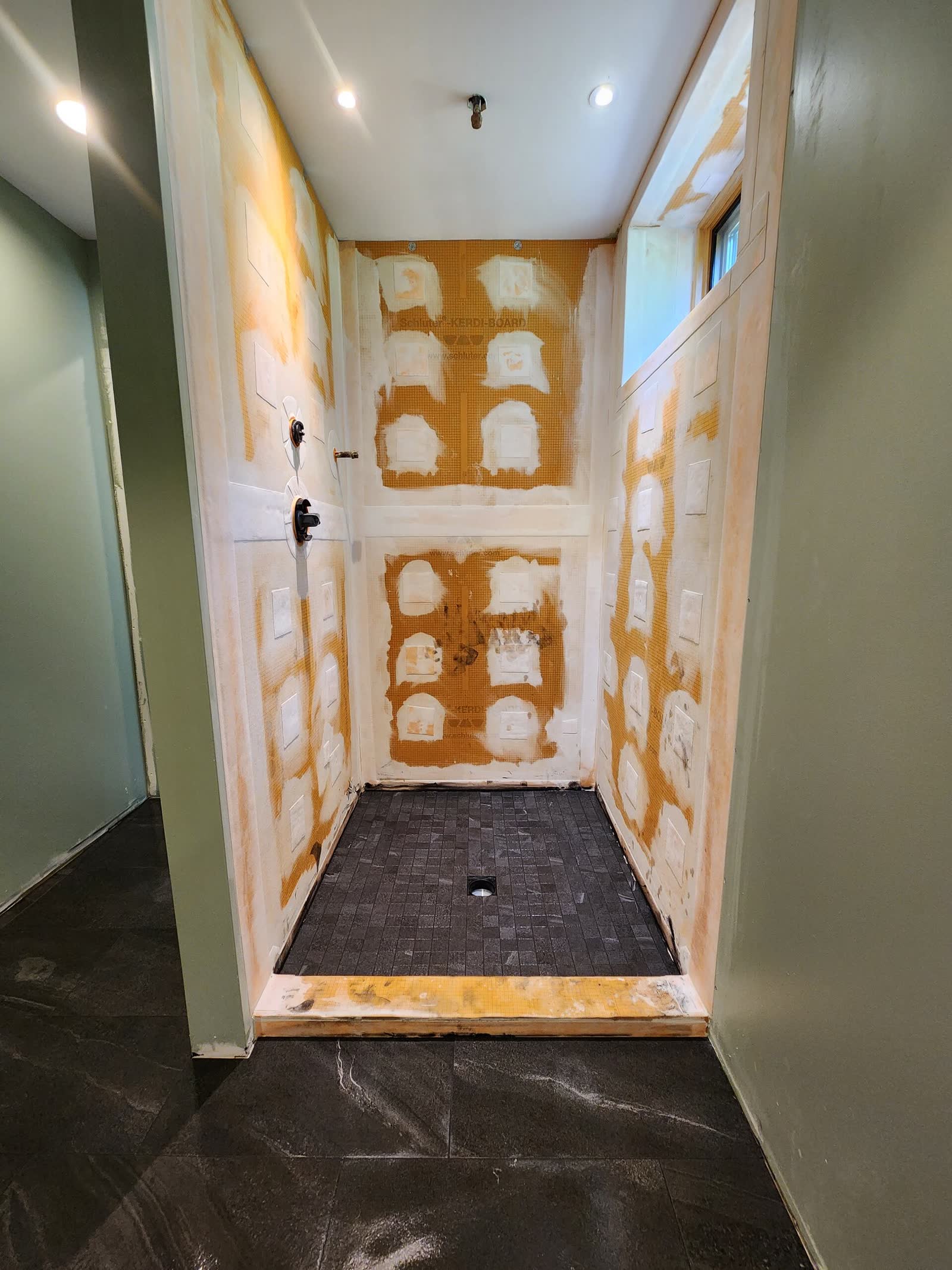 Floor tile complete winter construction custom bathroom maine