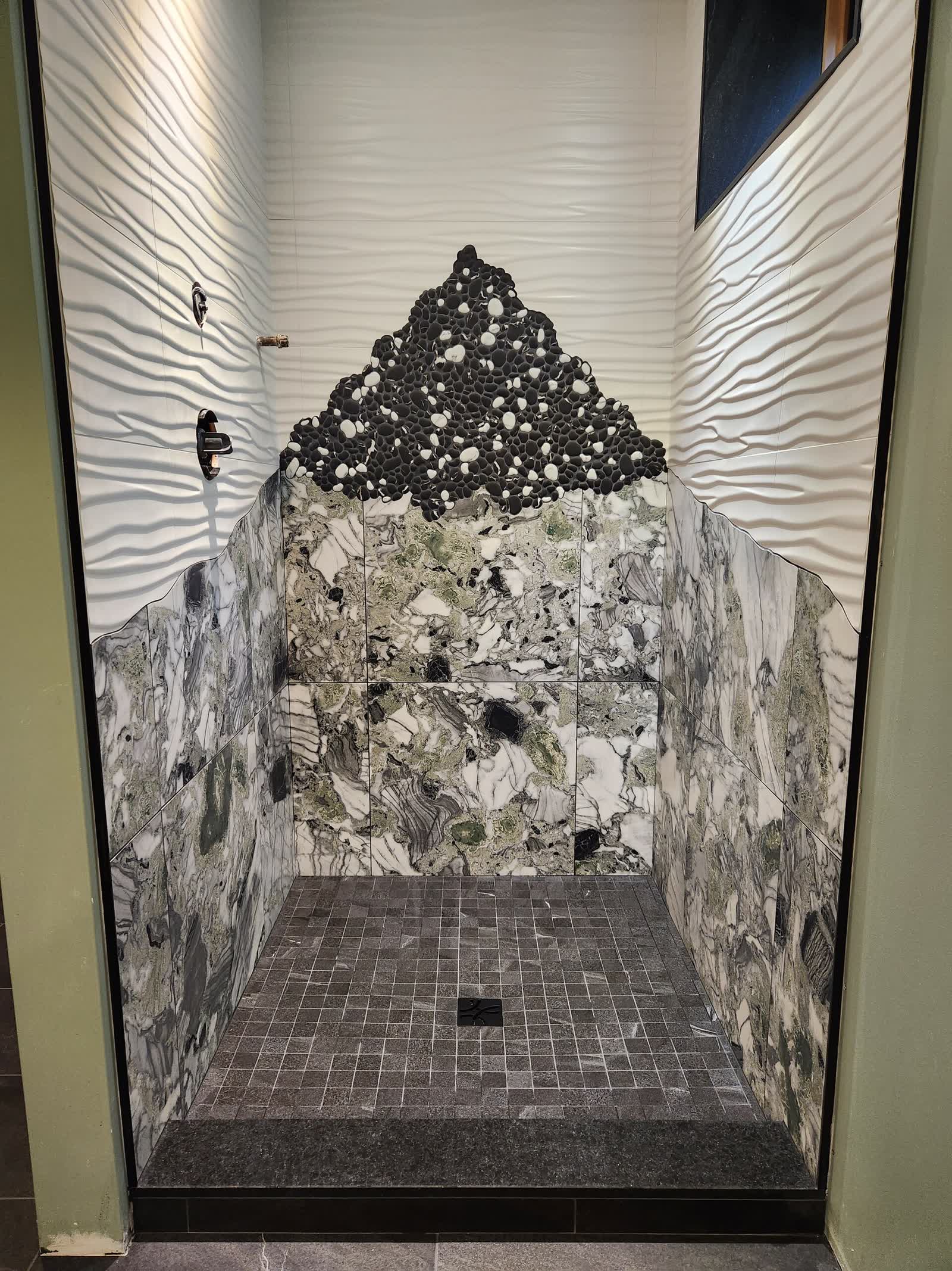 Finished custom tiled shower winter construction custom bathroom maine