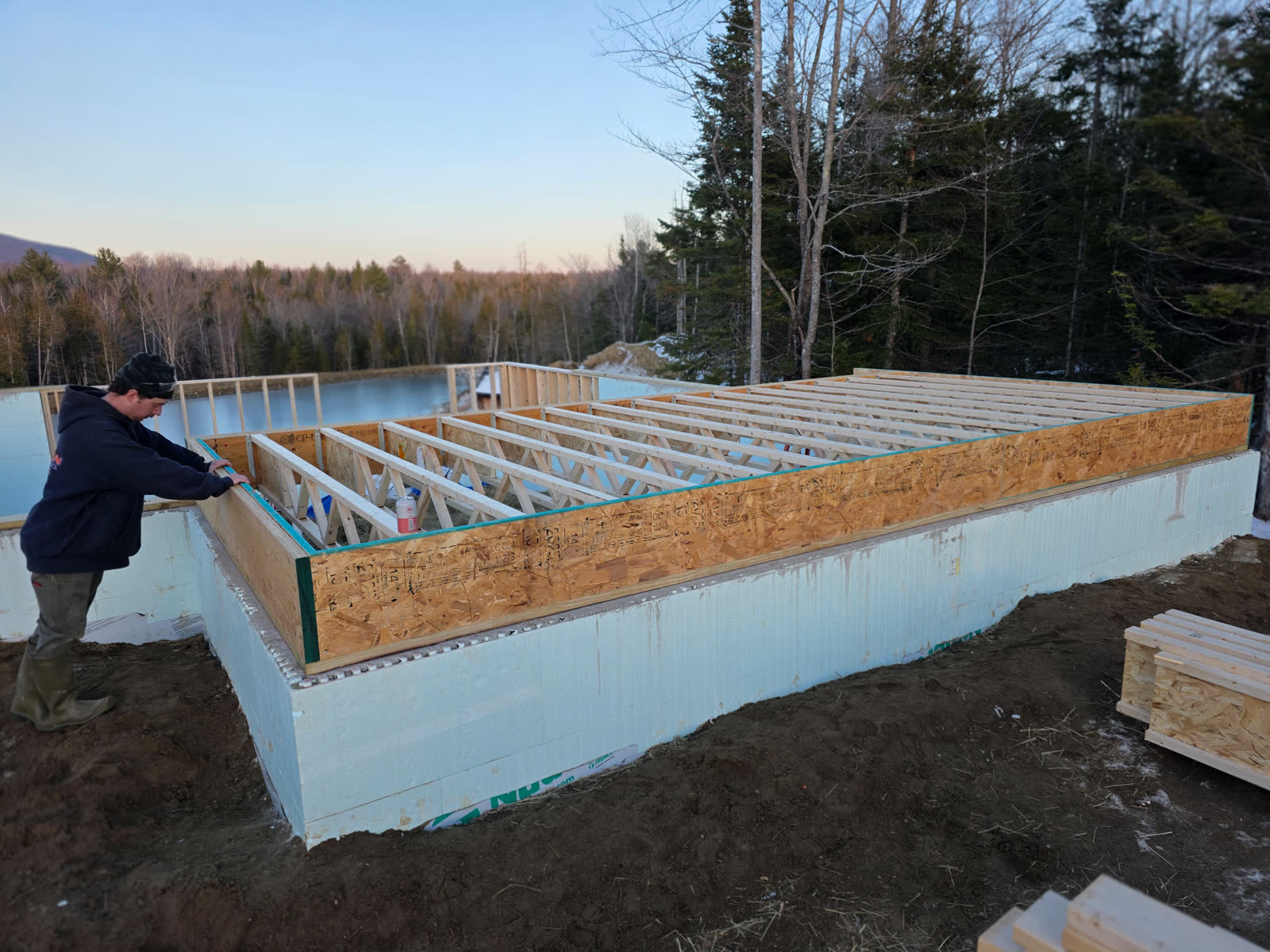 Floor joist framing winter construction phillips maine