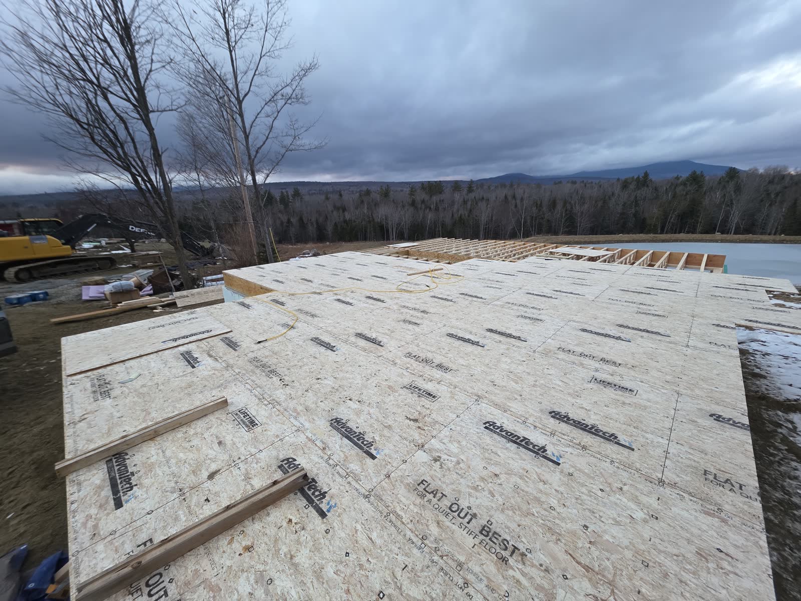 Subfloor decking winter construction phillips maine