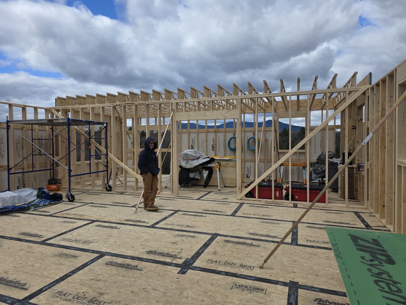 Wall framing winter construction phillips maine