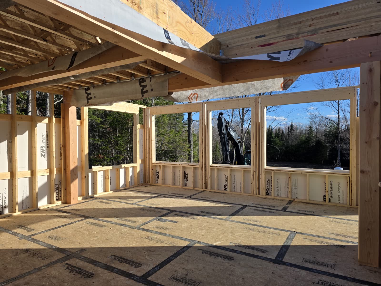 Second floor wall framing winter construction phillips maine