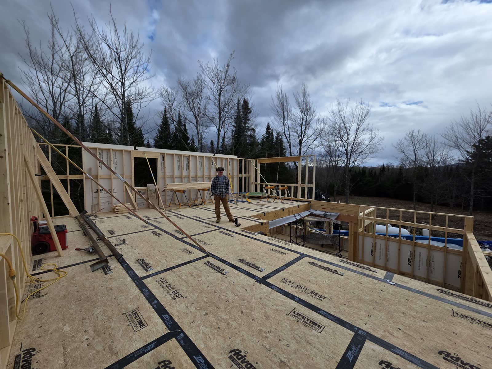 Wall framing winter construction phillips maine