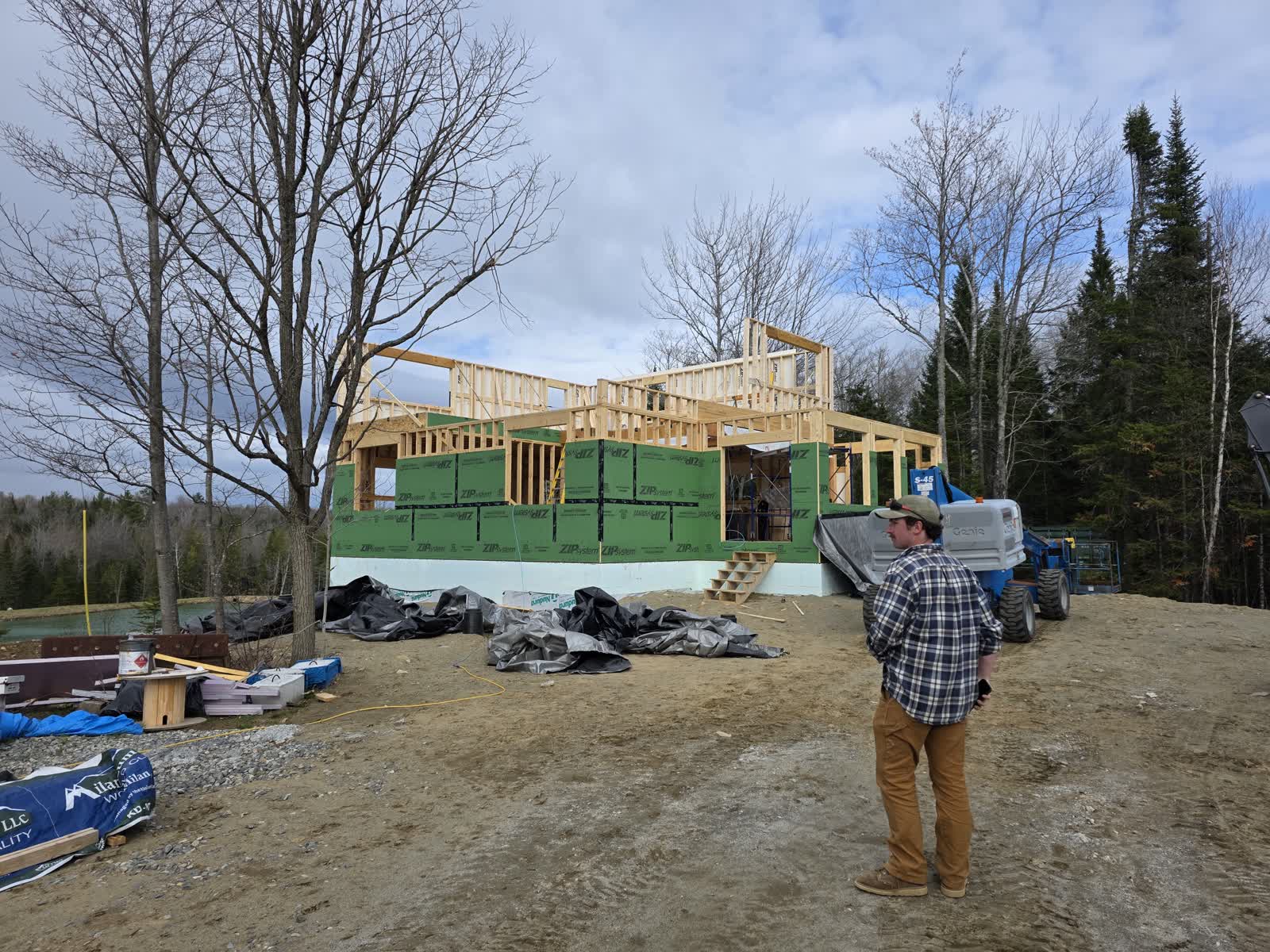 Zip system exterior sheathing winter construction phillips maine