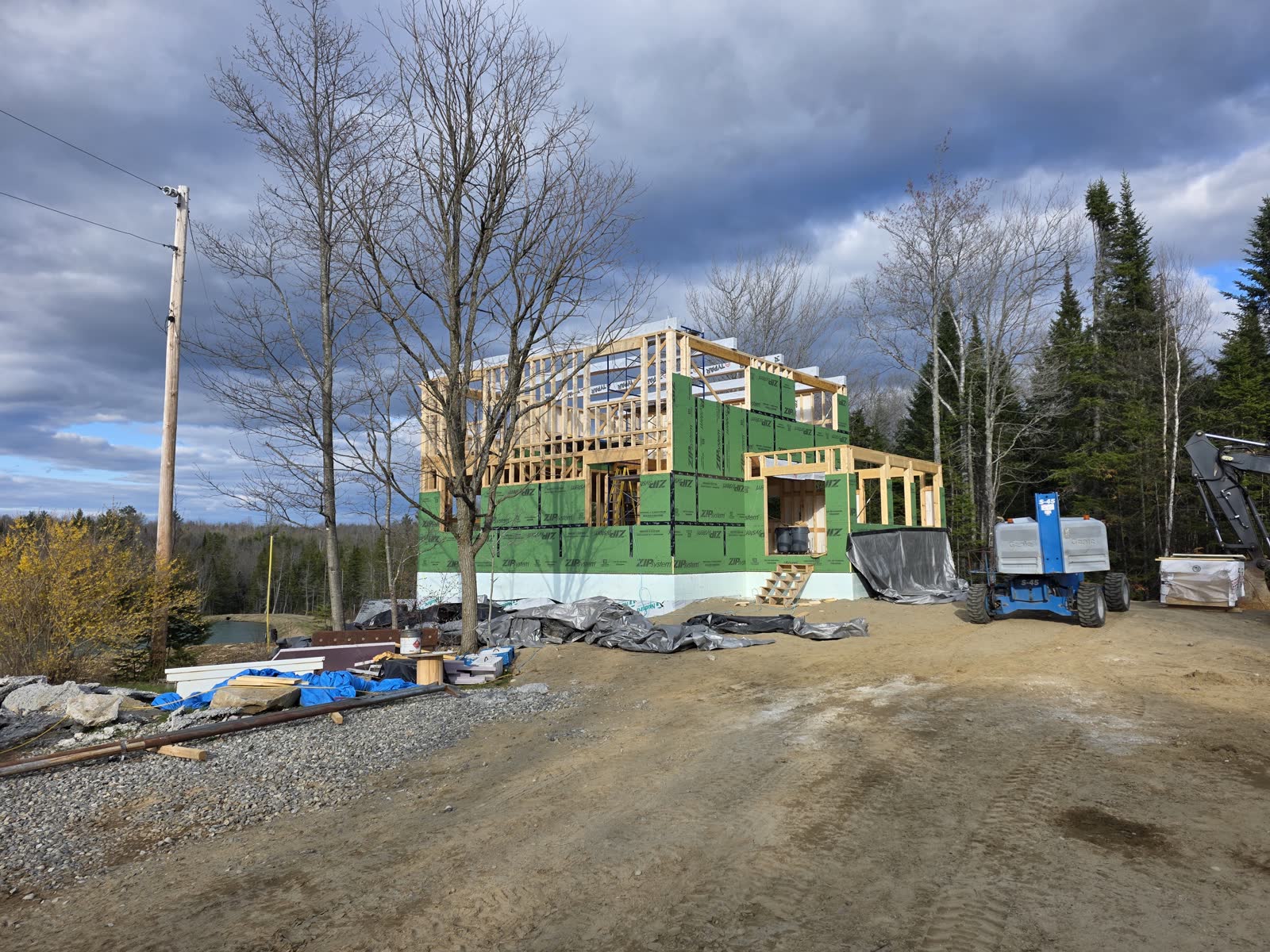 Zip system exterior sheathing winter construction phillips maine