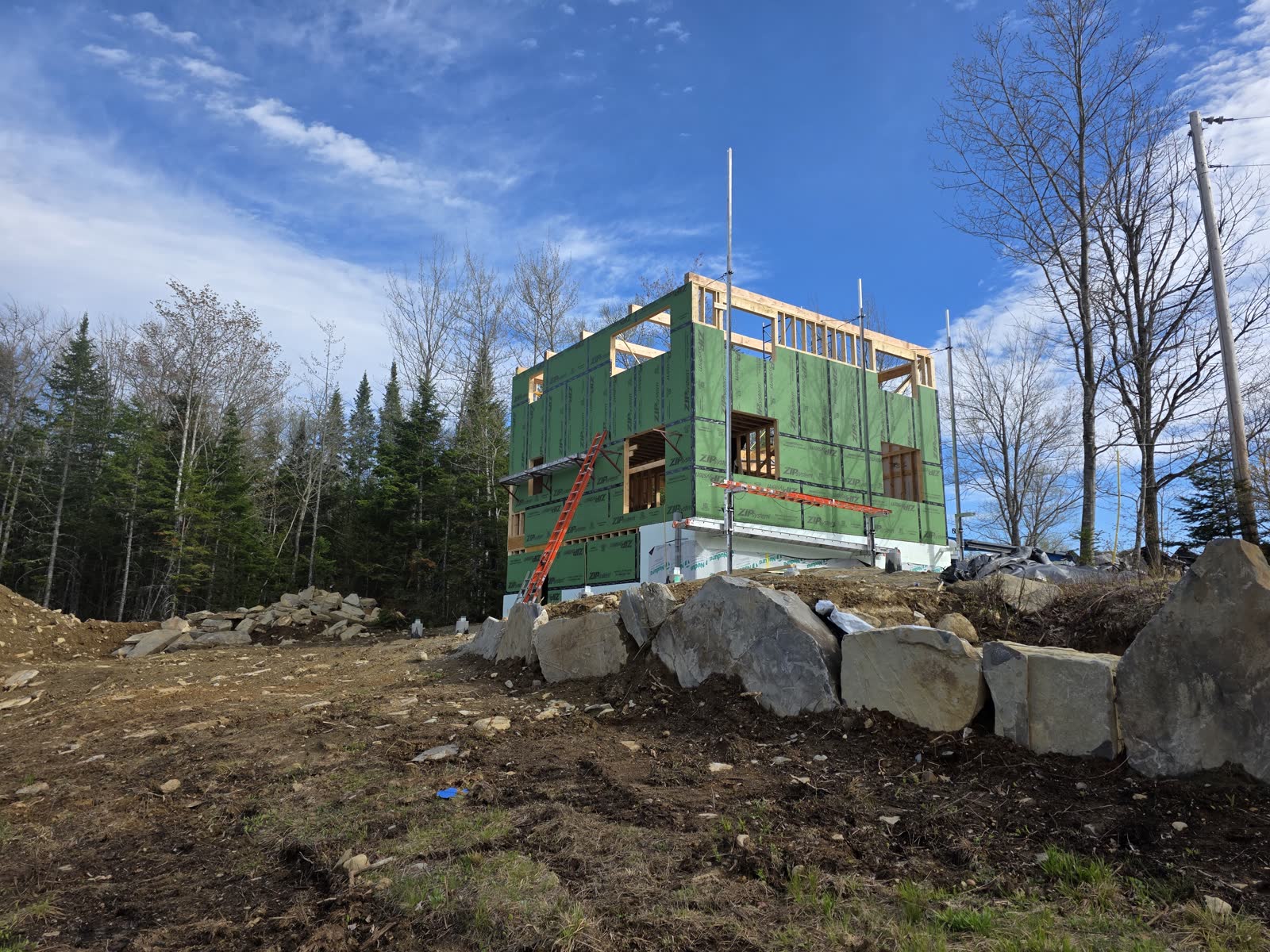Zip system exterior sheathing winter construction phillips maine