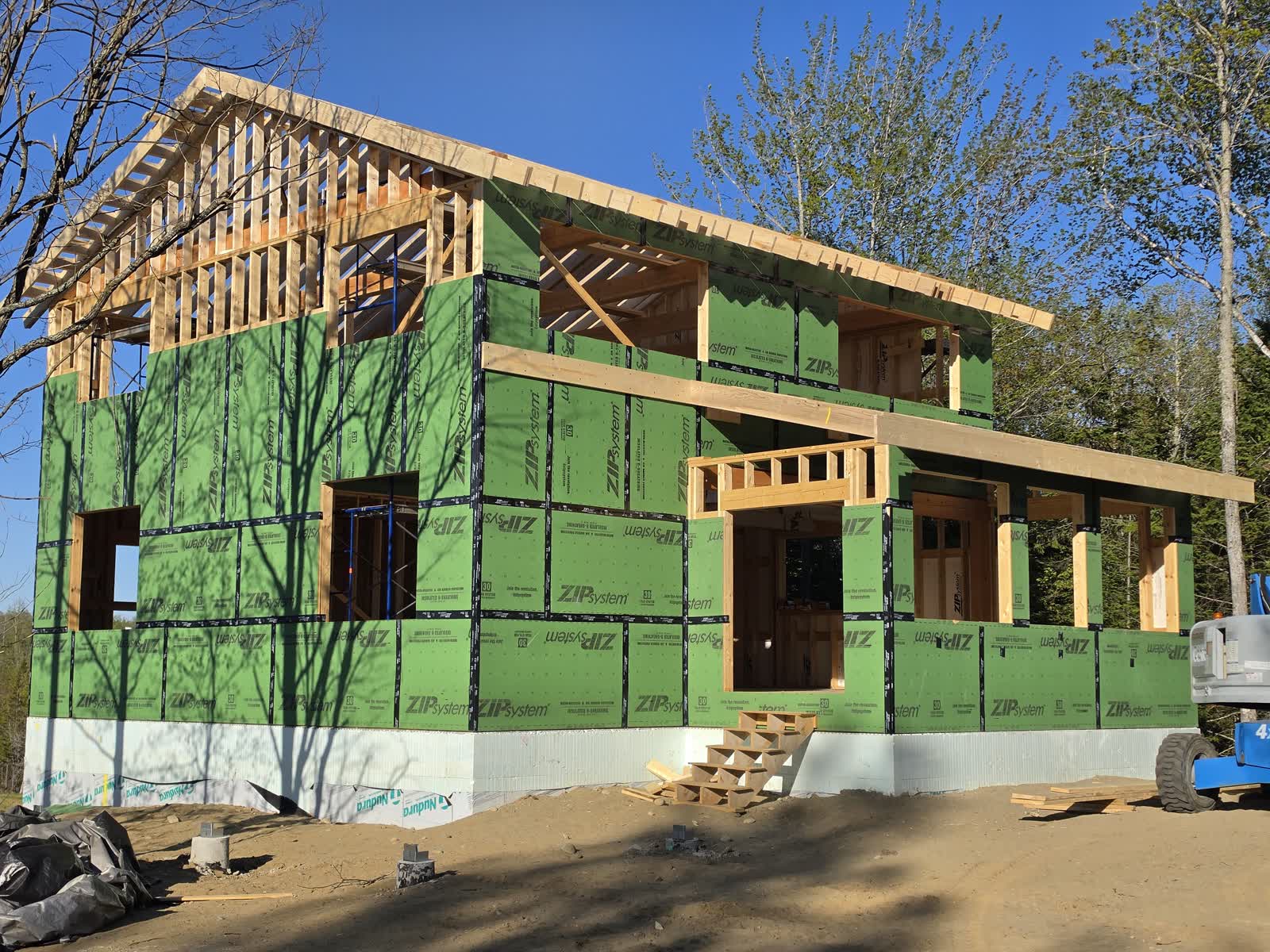 Exterior weatherization elevation winter construction phillips maine