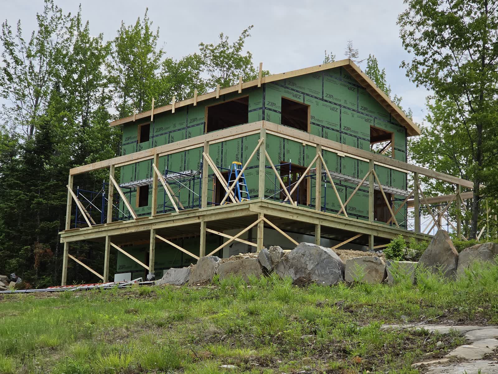 Exterior weatherization elevation winter construction phillips maine