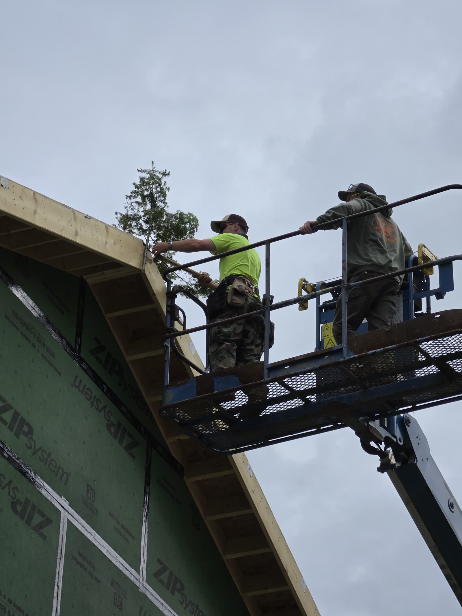 Interior framing open beam winter construction phillips maine