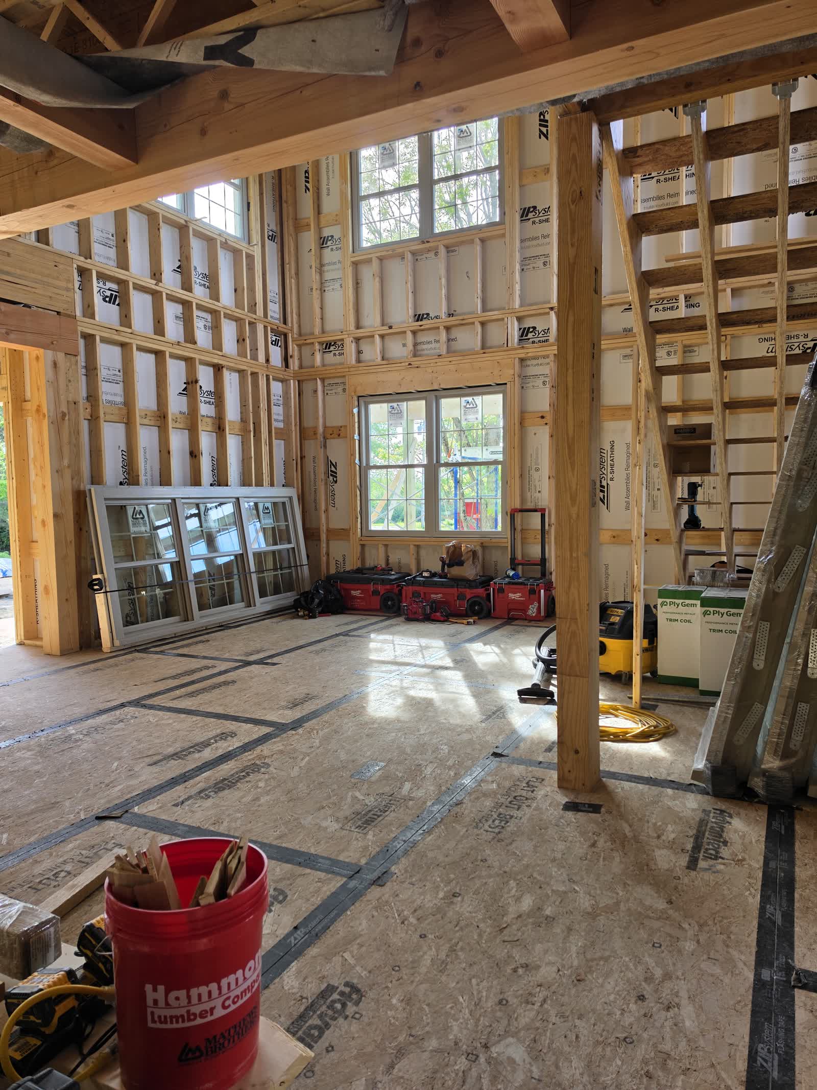 Interior framing window openings winter construction phillips maine