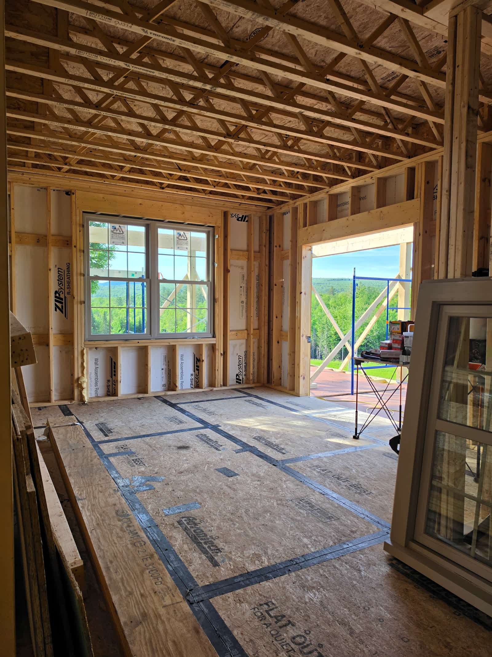 Interior framing window openings winter construction phillips maine