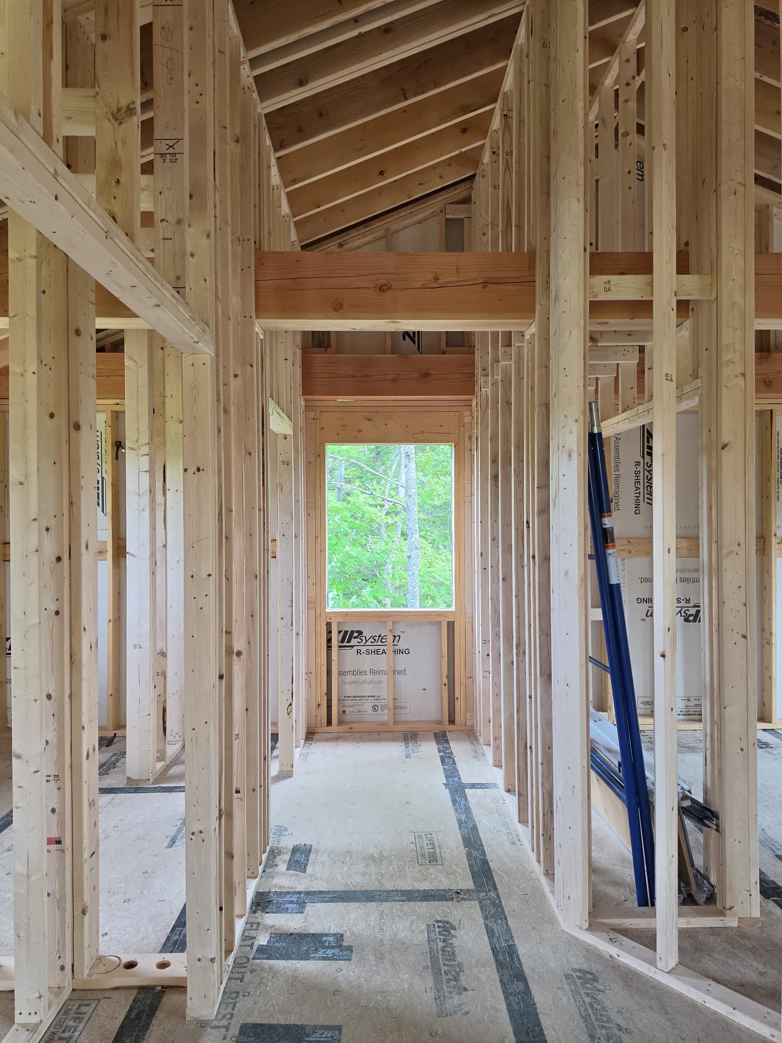 Interior framing window winter construction phillips maine