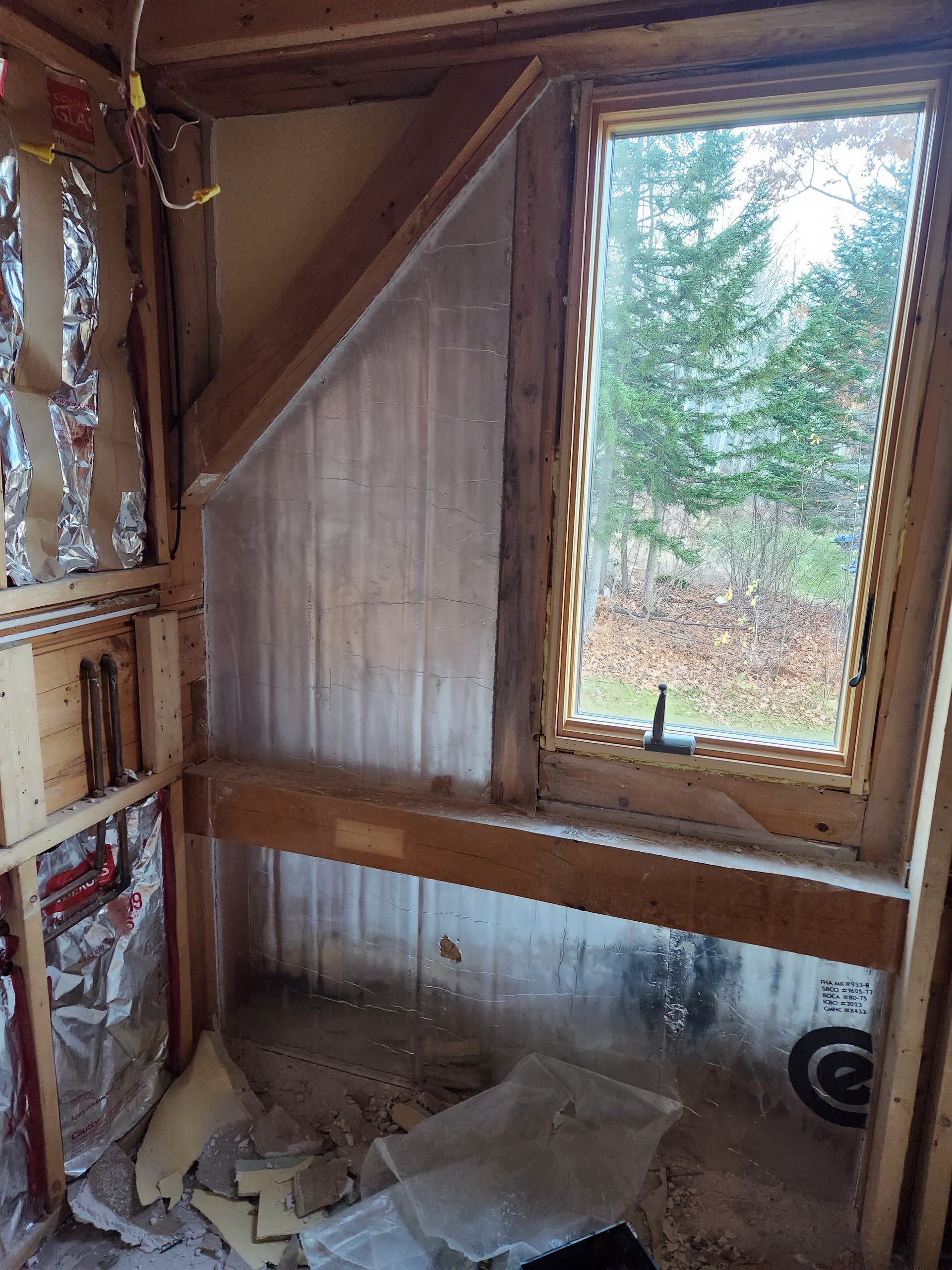 Bathroom framing new window winter construction bathroom remodel maine