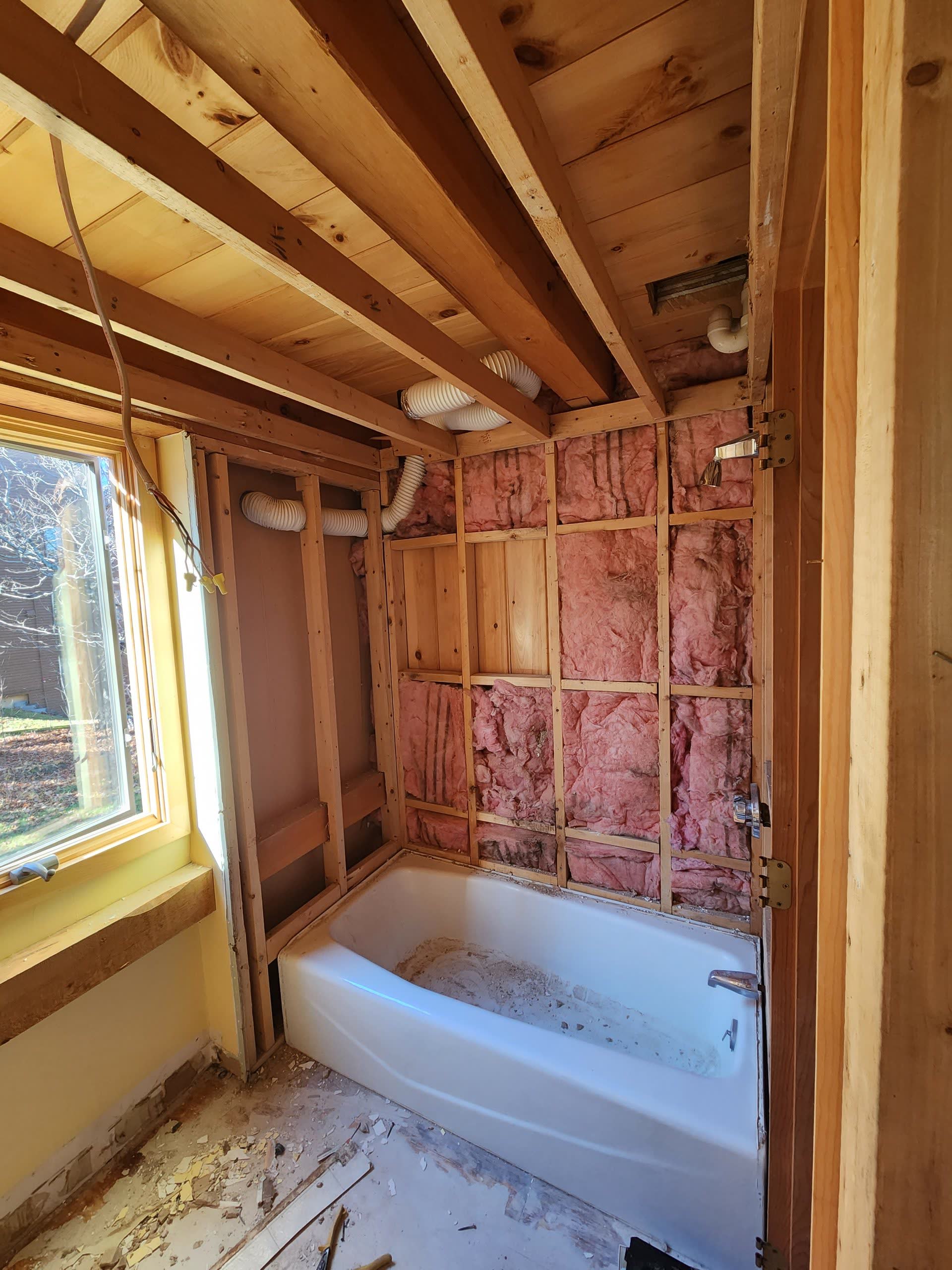 Bathroom wall insulation winter construction bathroom remodel maine