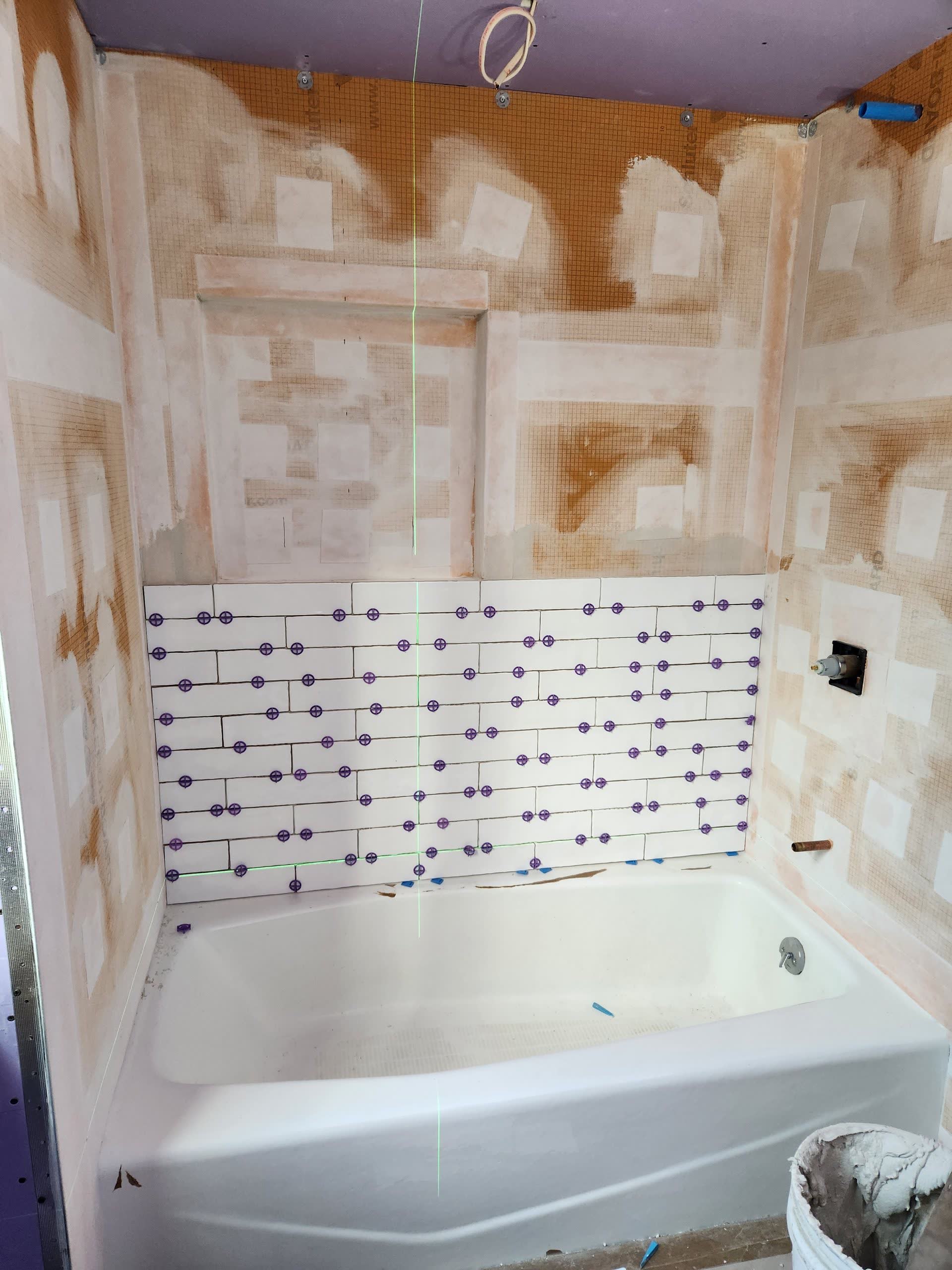 Shower waterproofing membrane winter construction bathroom remodel maine