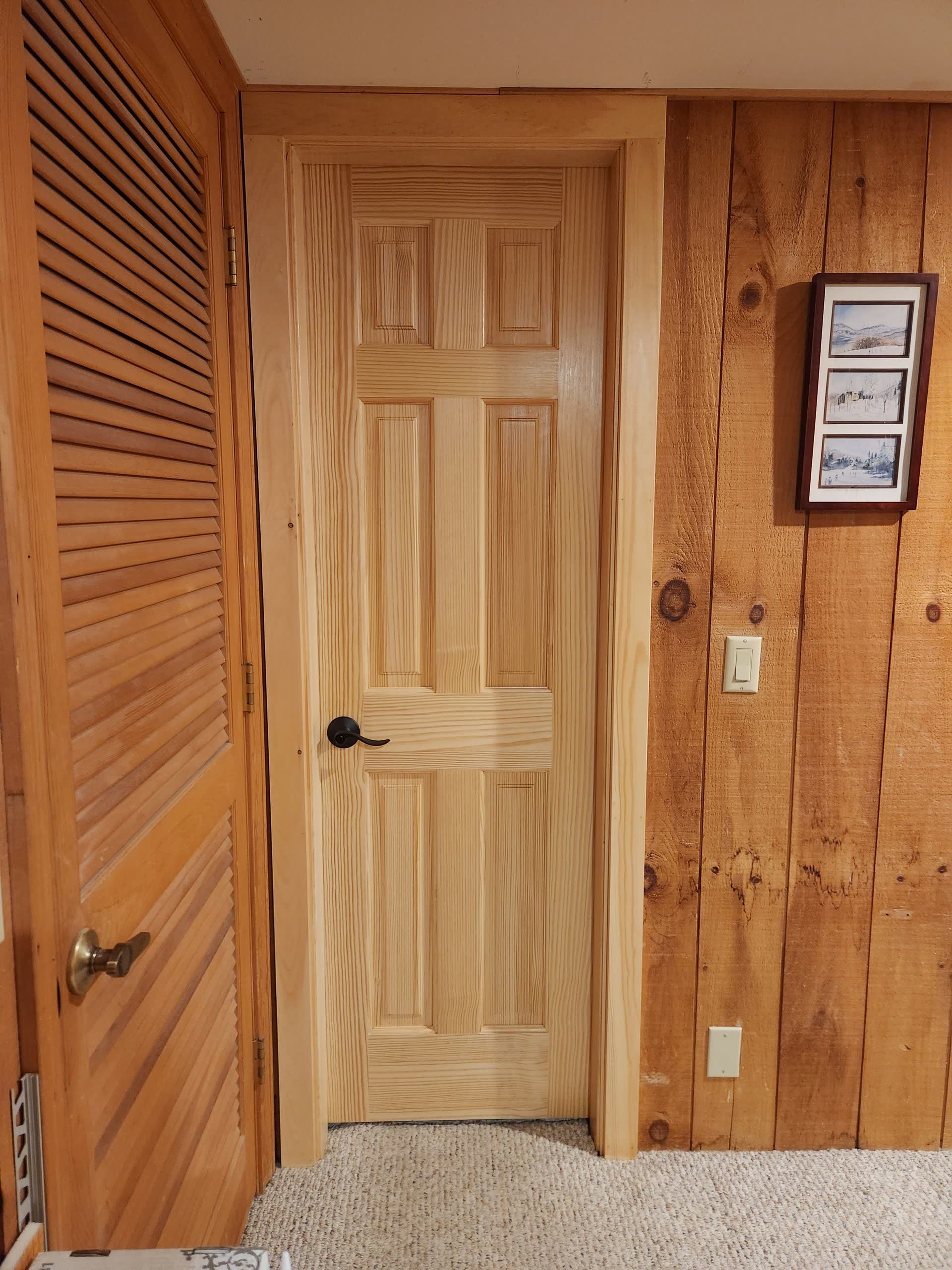 New pine doors winter construction bathroom remodel maine